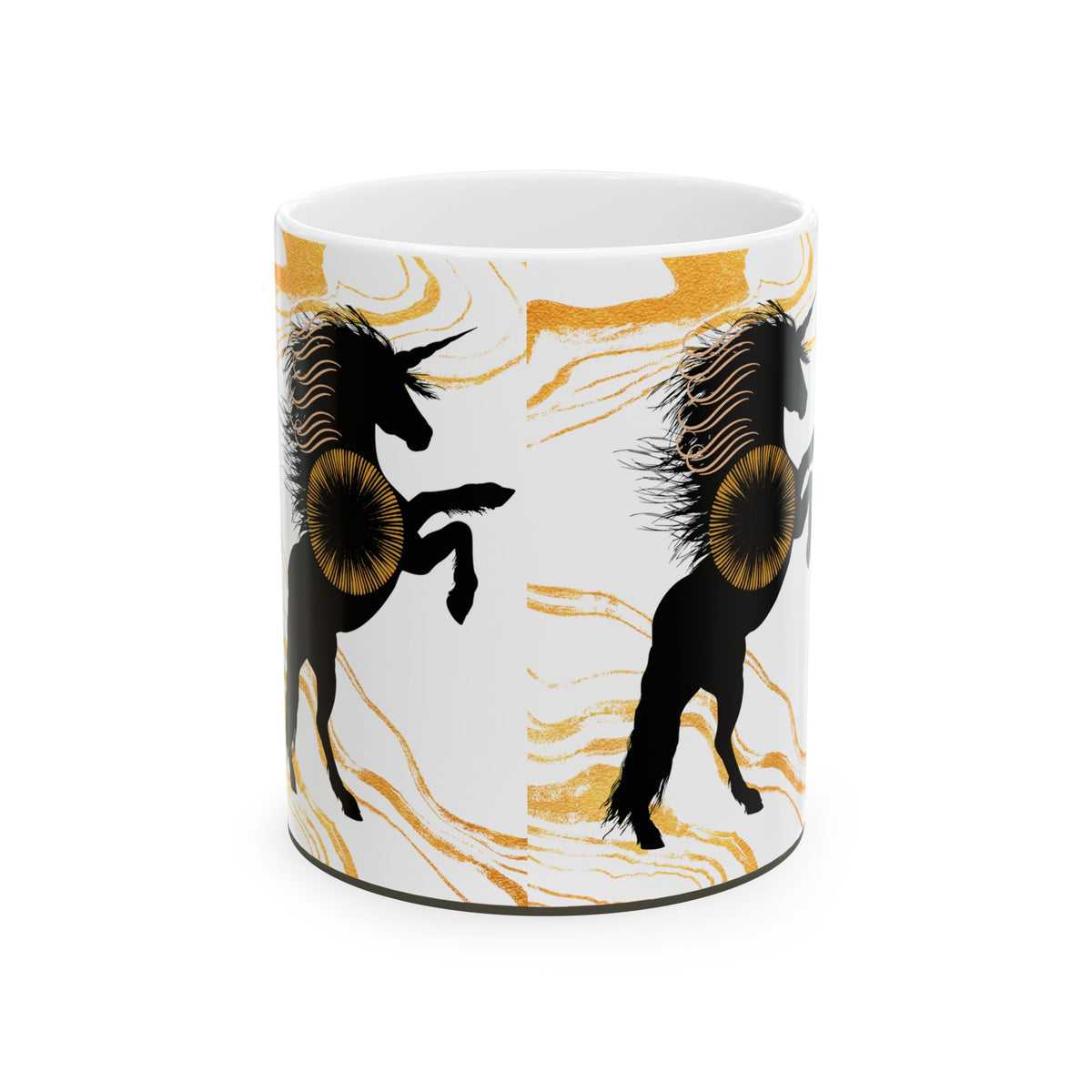 Abstract Black Horse Ceramic Mug