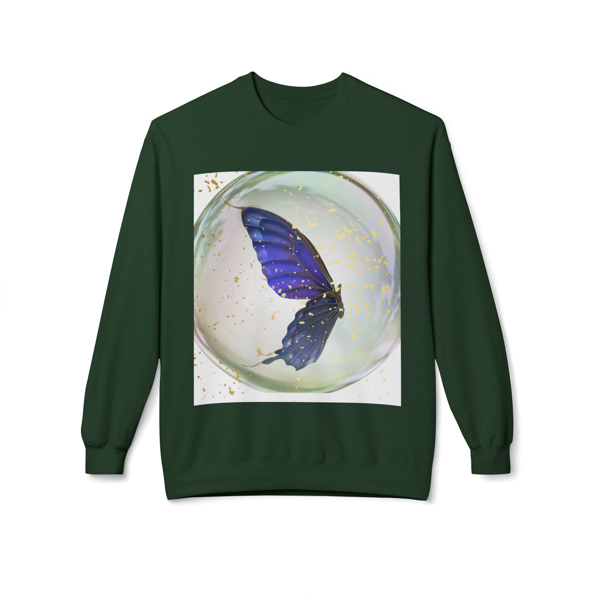 Butterfly Orb Crewneck Sweatshirt — Blue Butterfly Art Sweatshirt