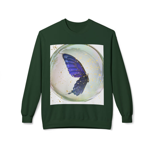 Butterfly Orb Crewneck Sweatshirt — Blue Butterfly Art Sweatshirt