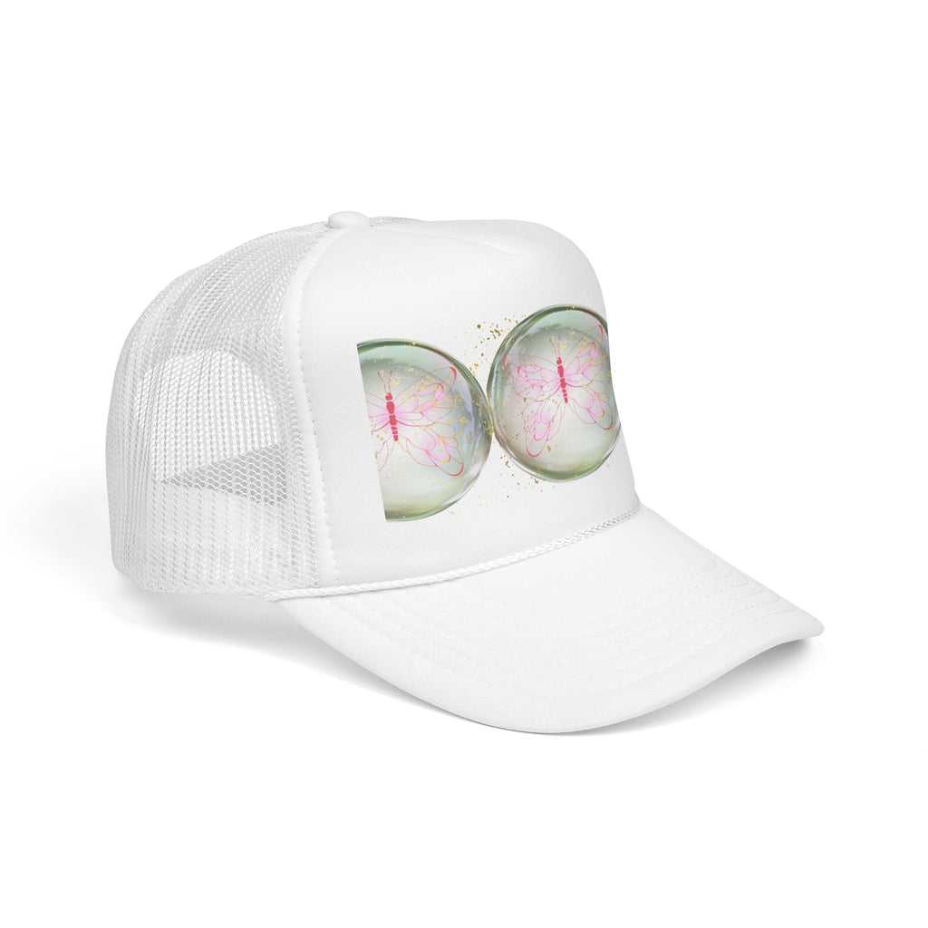 Pink Trucker Hat with Pastel Mushroom Moon Design