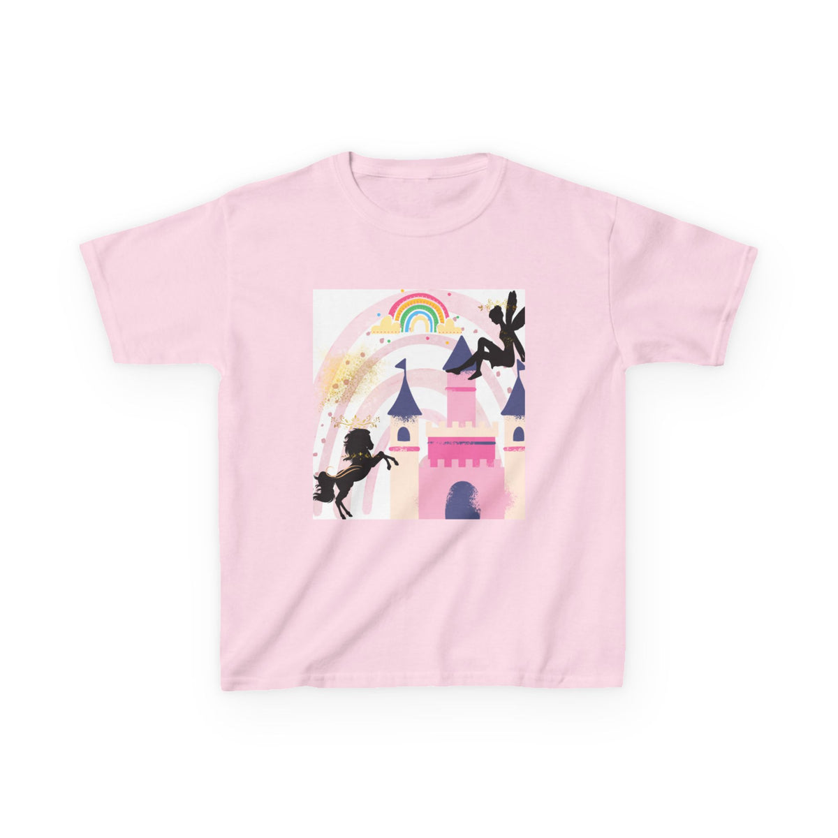 Kids Tee — Fairy Tale Castle Rainbow Princess Silhouette Shirt