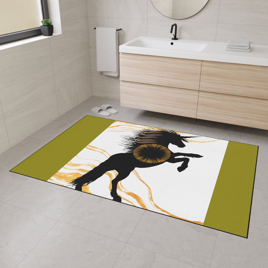 Rearing Black Horse Floor Mat – Equestrian Home Decor