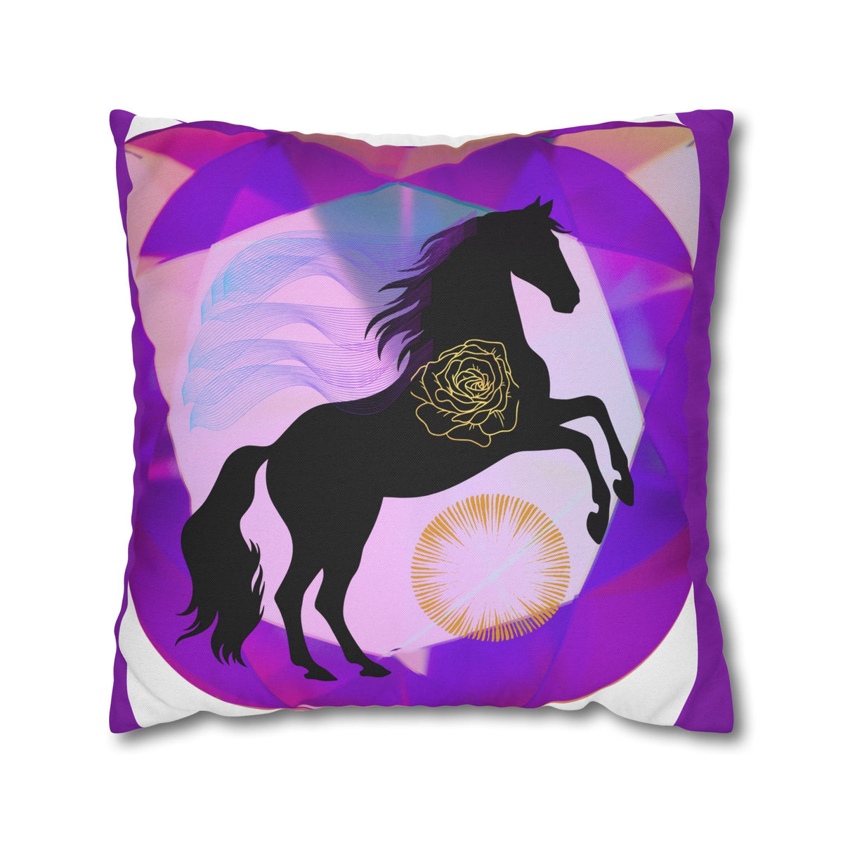 Mystical Black Horse Square Pillowcase