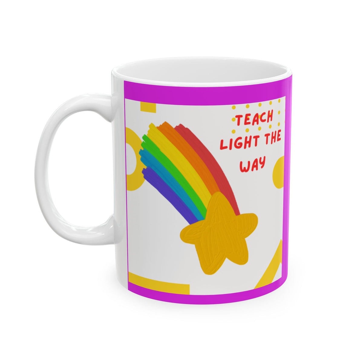 Ceramic Mug with Colorful Rainbow and Positive Quote Design