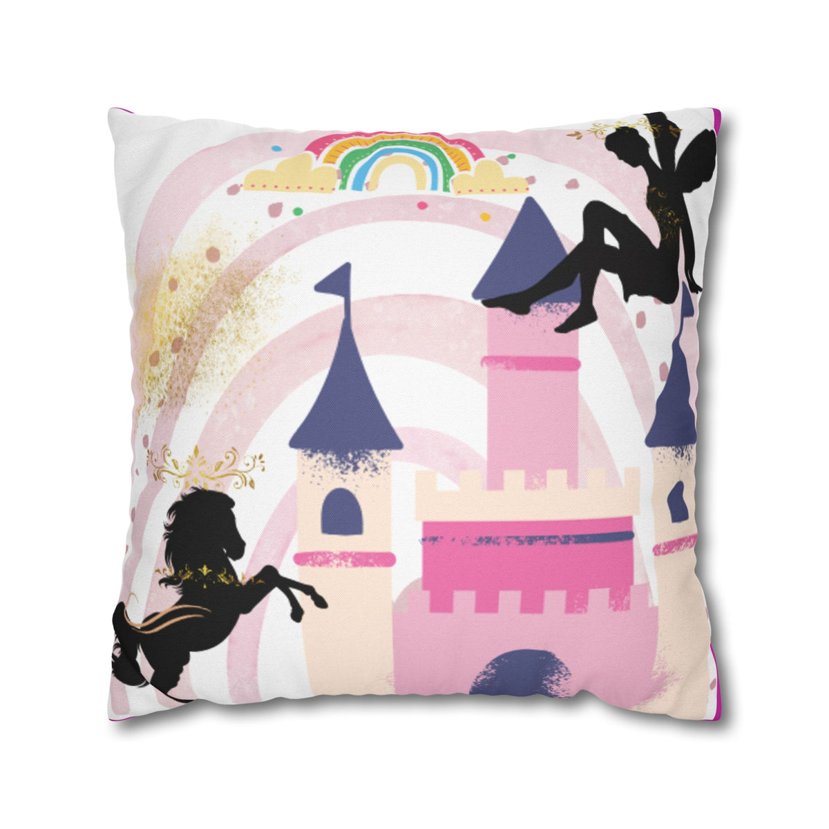 Fairytale Castle Rainbow Square Pillowcase