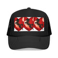 Foam Trucker Hat with Red Saxophone Heart Design