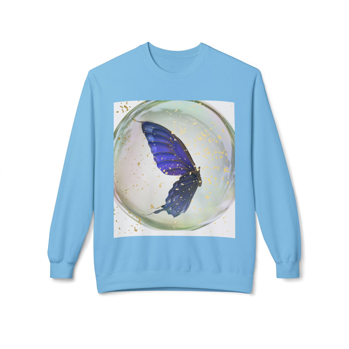 Butterfly Orb Crewneck Sweatshirt — Blue Butterfly Art Sweatshirt