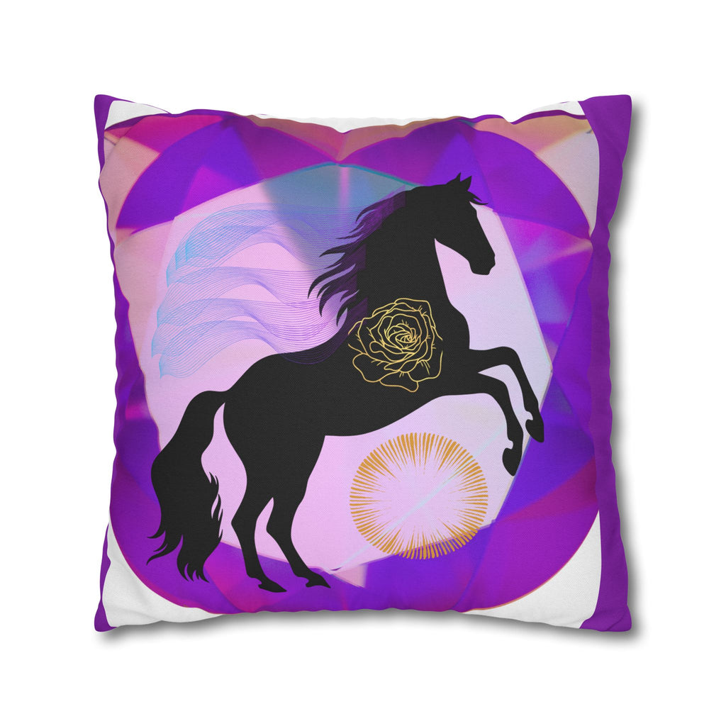 Mystical Black Horse Square Pillowcase