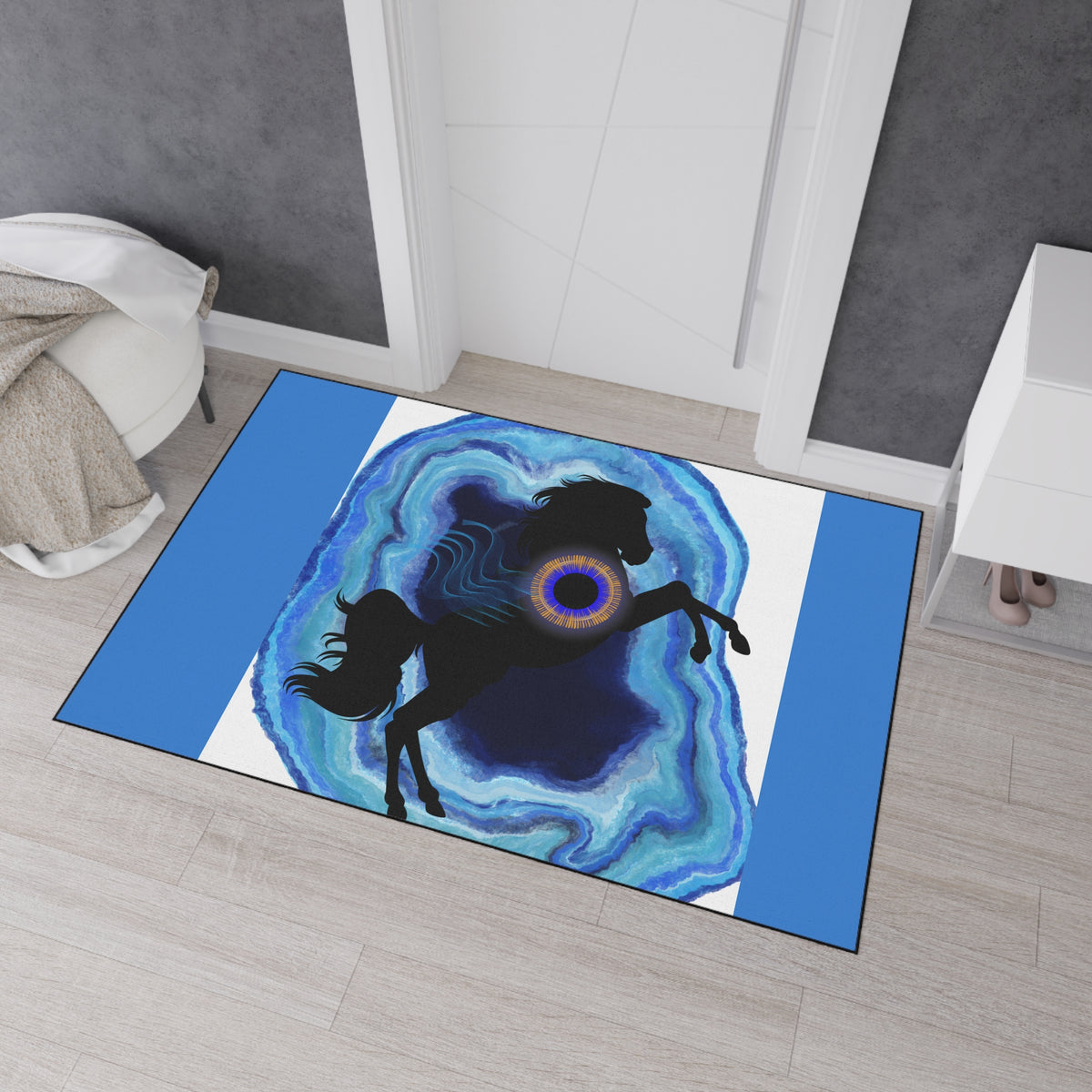 Mystical Blue Geode Frog Floor Mat