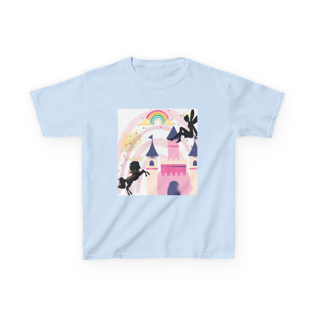 Kids Tee — Fairy Tale Castle Rainbow Princess Silhouette Shirt