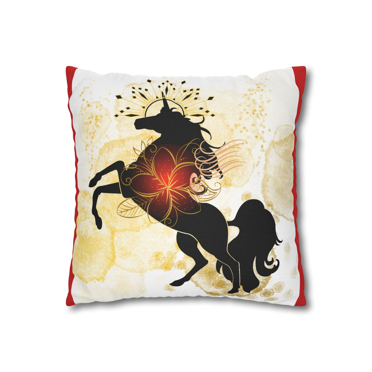 Mystical Black Horse Square Pillowcase
