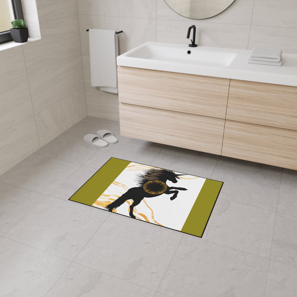 Rearing Black Horse Floor Mat – Equestrian Home Decor
