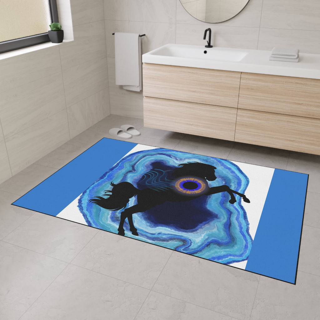 Mystical Blue Geode Frog Floor Mat