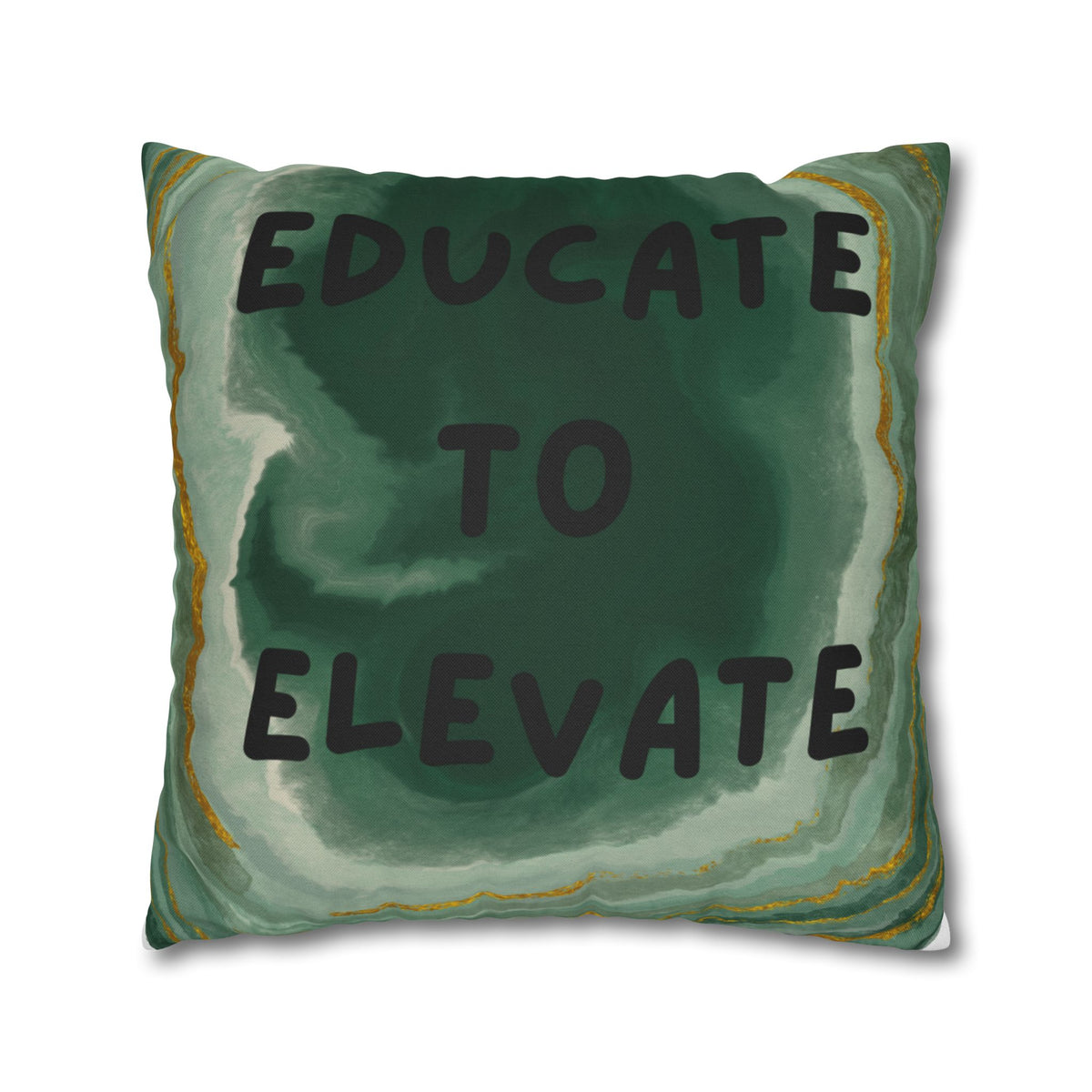 Educate to Elevate Green Geode Square Pillowcase