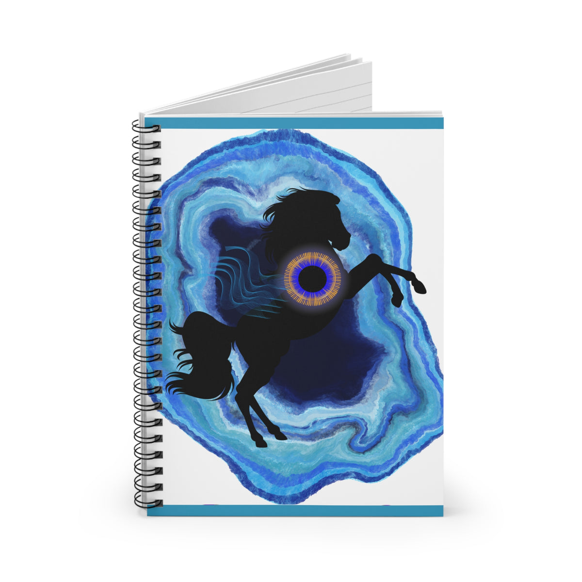 Spiral Notebook – Mystical Blue Agate Horse Design