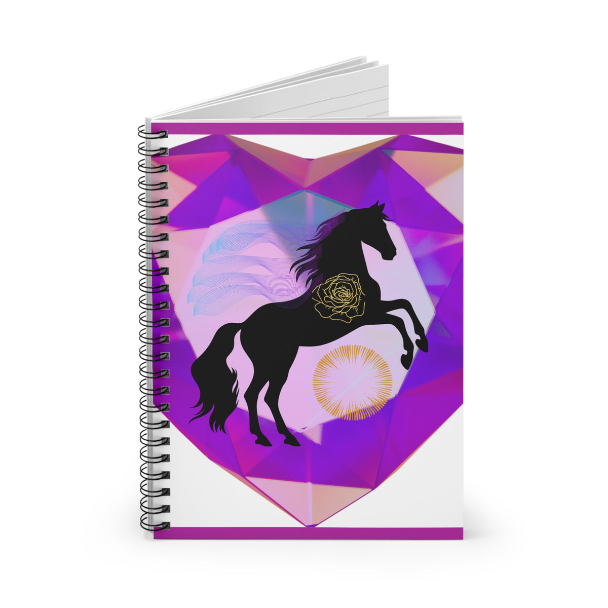 Geometric Black Horse Spiral Notebook