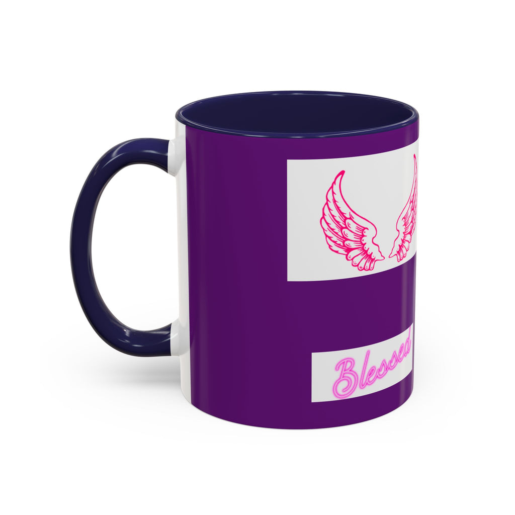 Pink Angel Wings Accent Coffee Mug — Feminine Wing Pattern Ceramic Mug (11/15 oz)