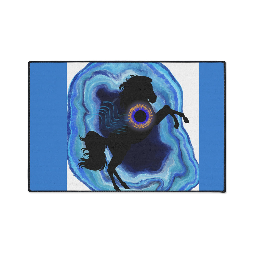 Mystical Blue Geode Frog Floor Mat