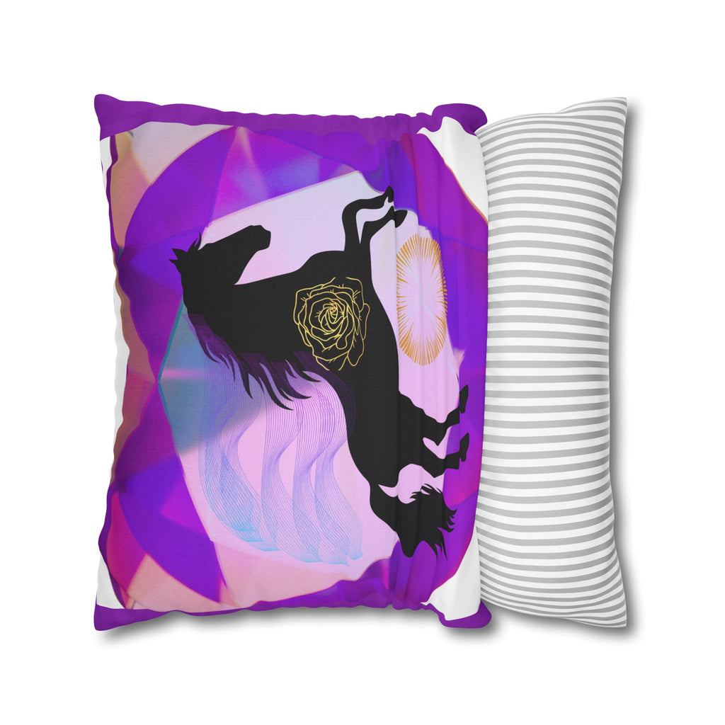 Mystical Black Horse Square Pillowcase