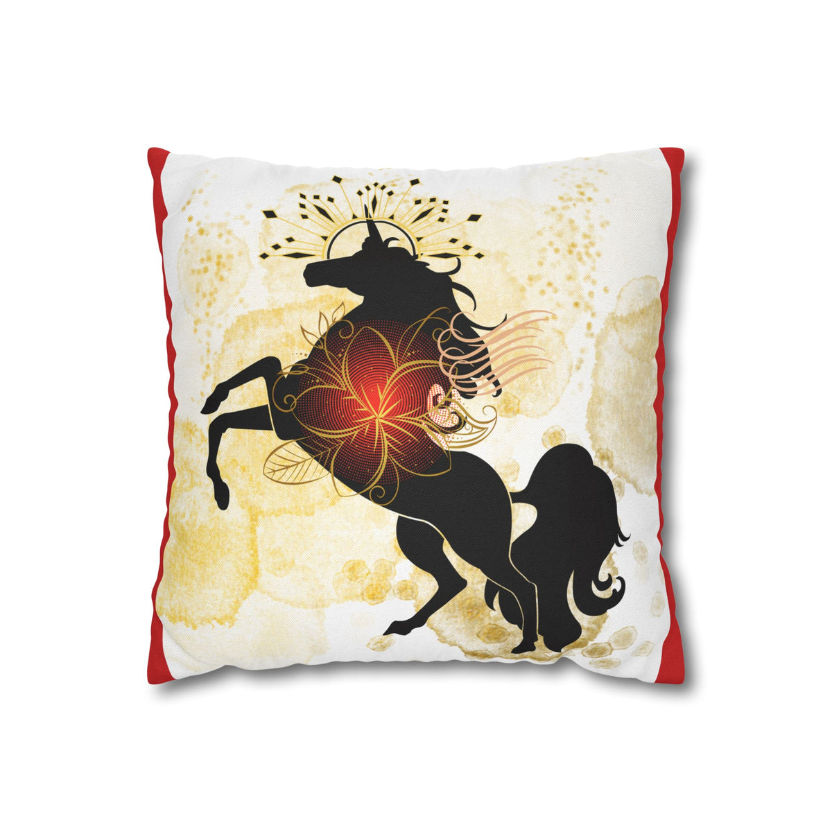 Mystical Black Horse Square Pillowcase