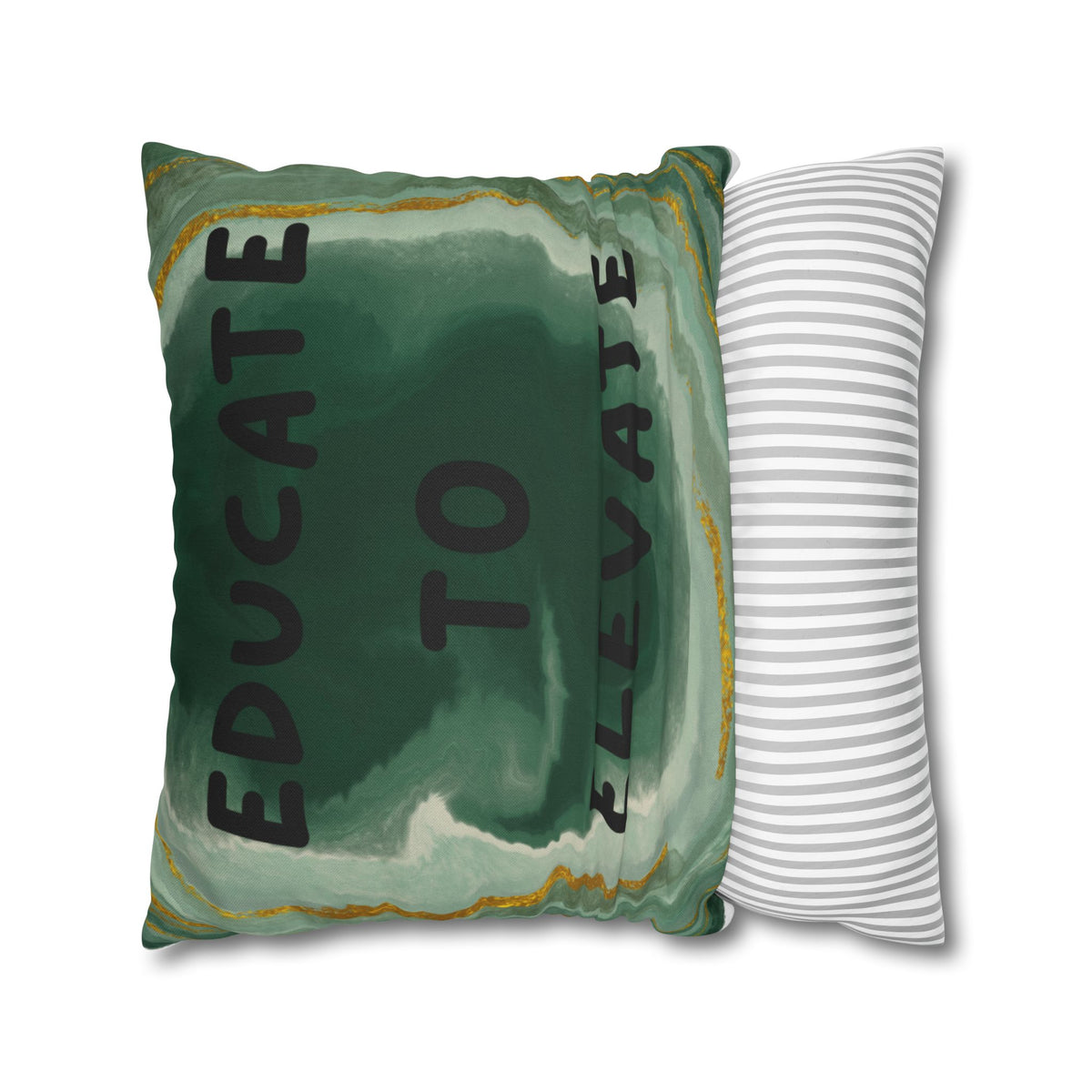 Educate to Elevate Green Geode Square Pillowcase