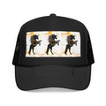 Black Foam Trucker Hat with Dancing Horse Print