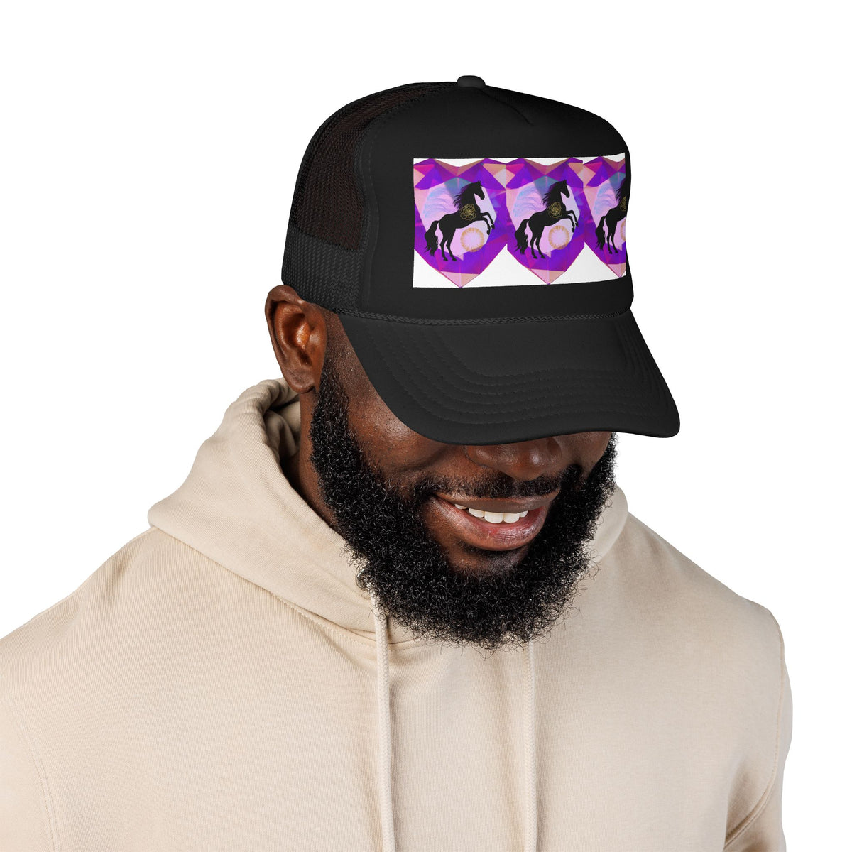 Mystical Black Cat Foam Trucker Hat