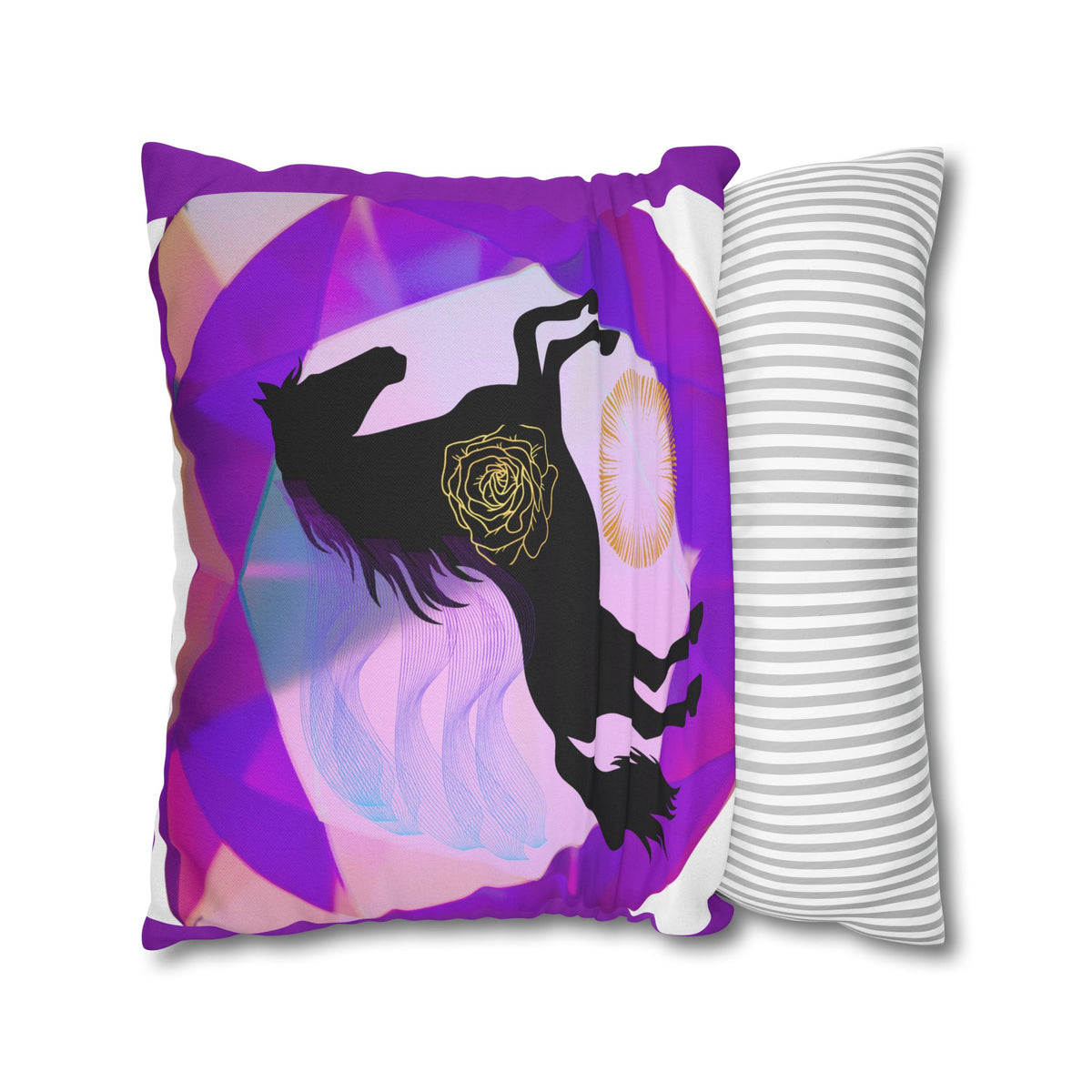 Mystical Black Horse Square Pillowcase