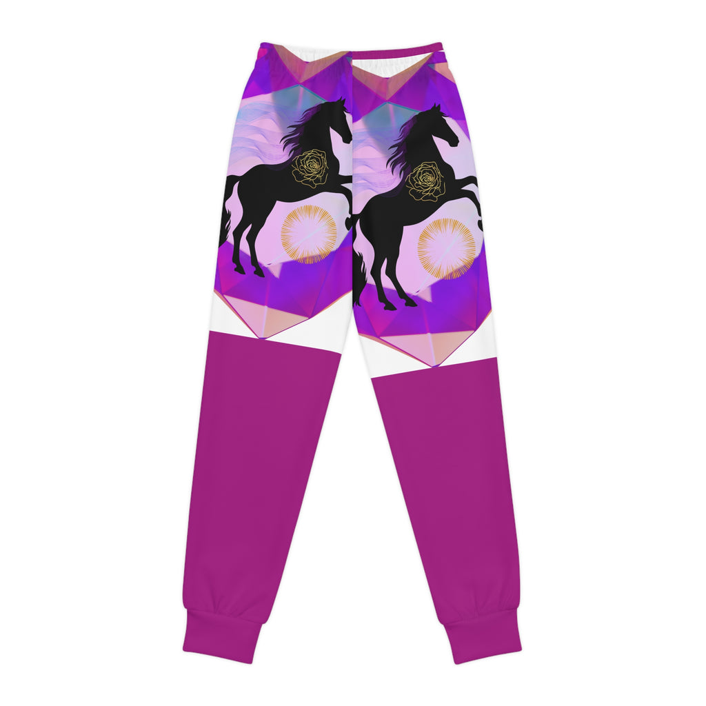 Youth Joggers with Purple Geometric Unicorn Design