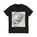 Butterfly Orb V-Neck Tee — Ethereal Black & White Butterfly Graphic