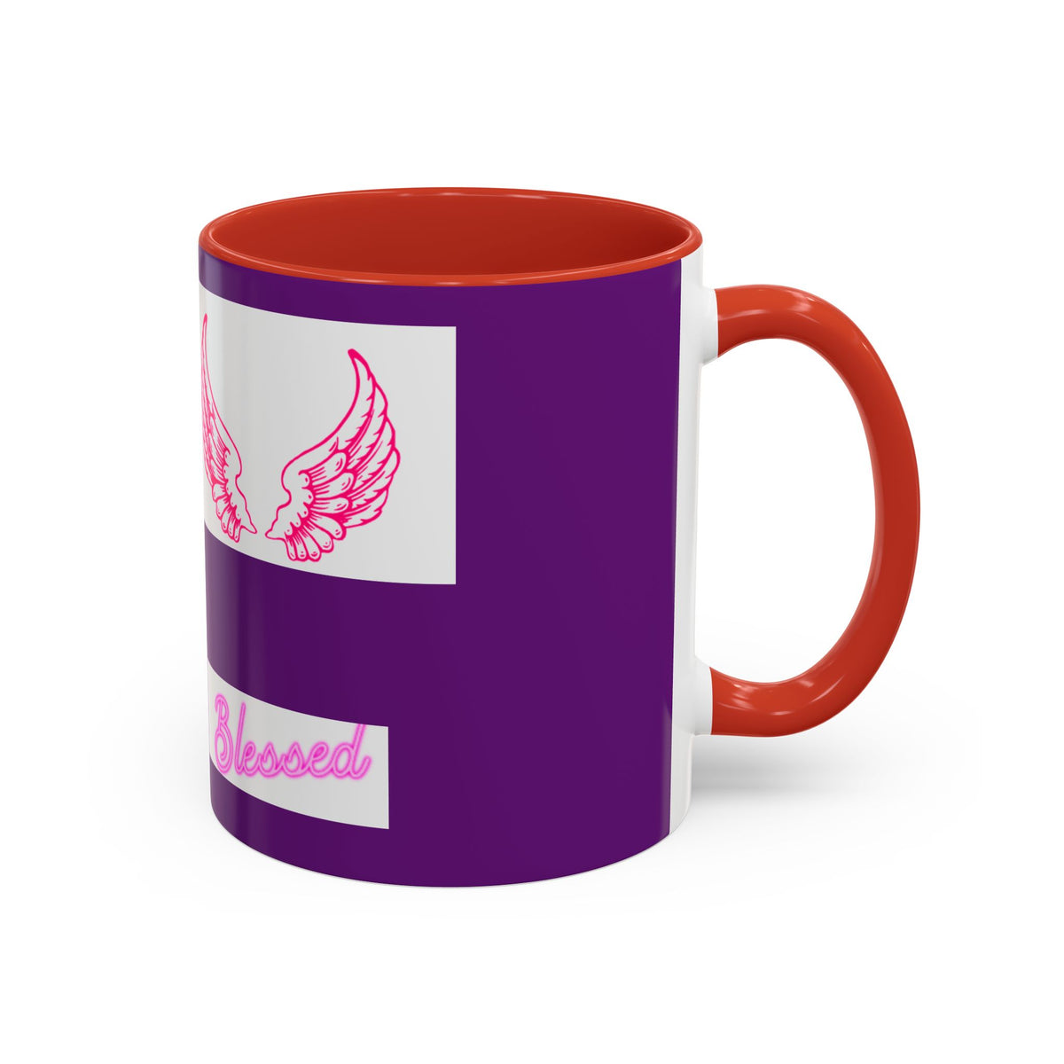 Pink Angel Wings Accent Coffee Mug — Feminine Wing Pattern Ceramic Mug (11/15 oz)