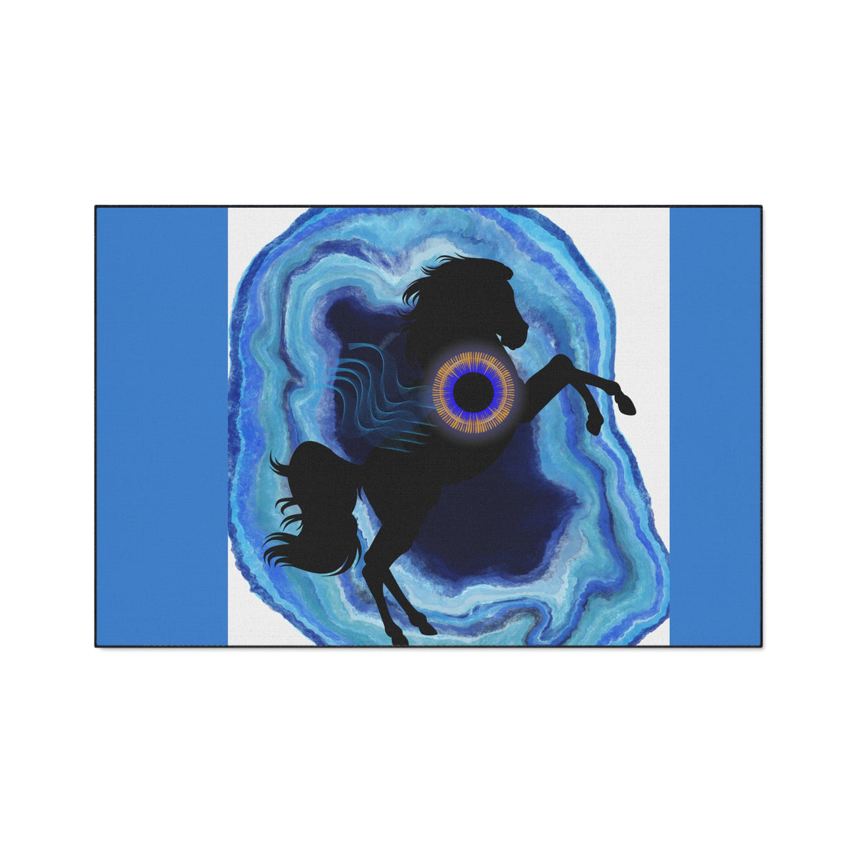 Mystical Blue Geode Frog Floor Mat