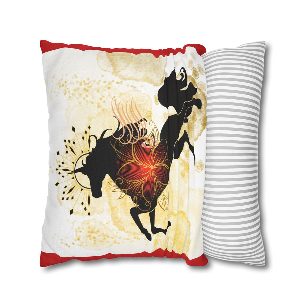 Mystical Black Horse Square Pillowcase
