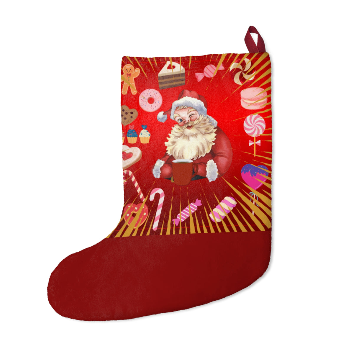 Santa Candy Cane Christmas Stocking