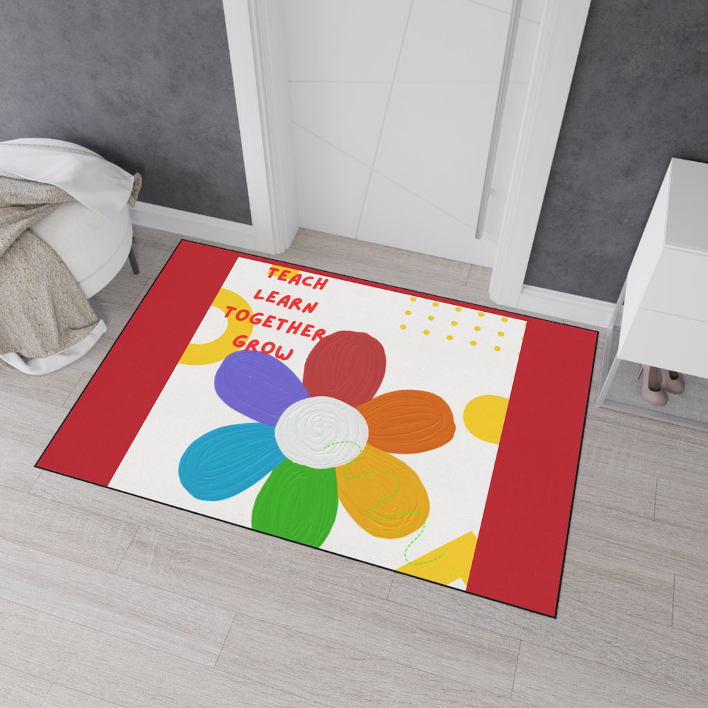 Teach Learn Together Grow Flower Classroom Floor Mat