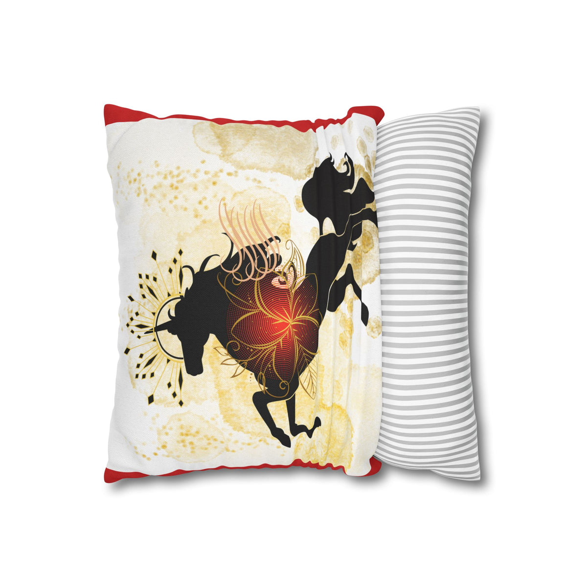 Mystical Black Horse Square Pillowcase
