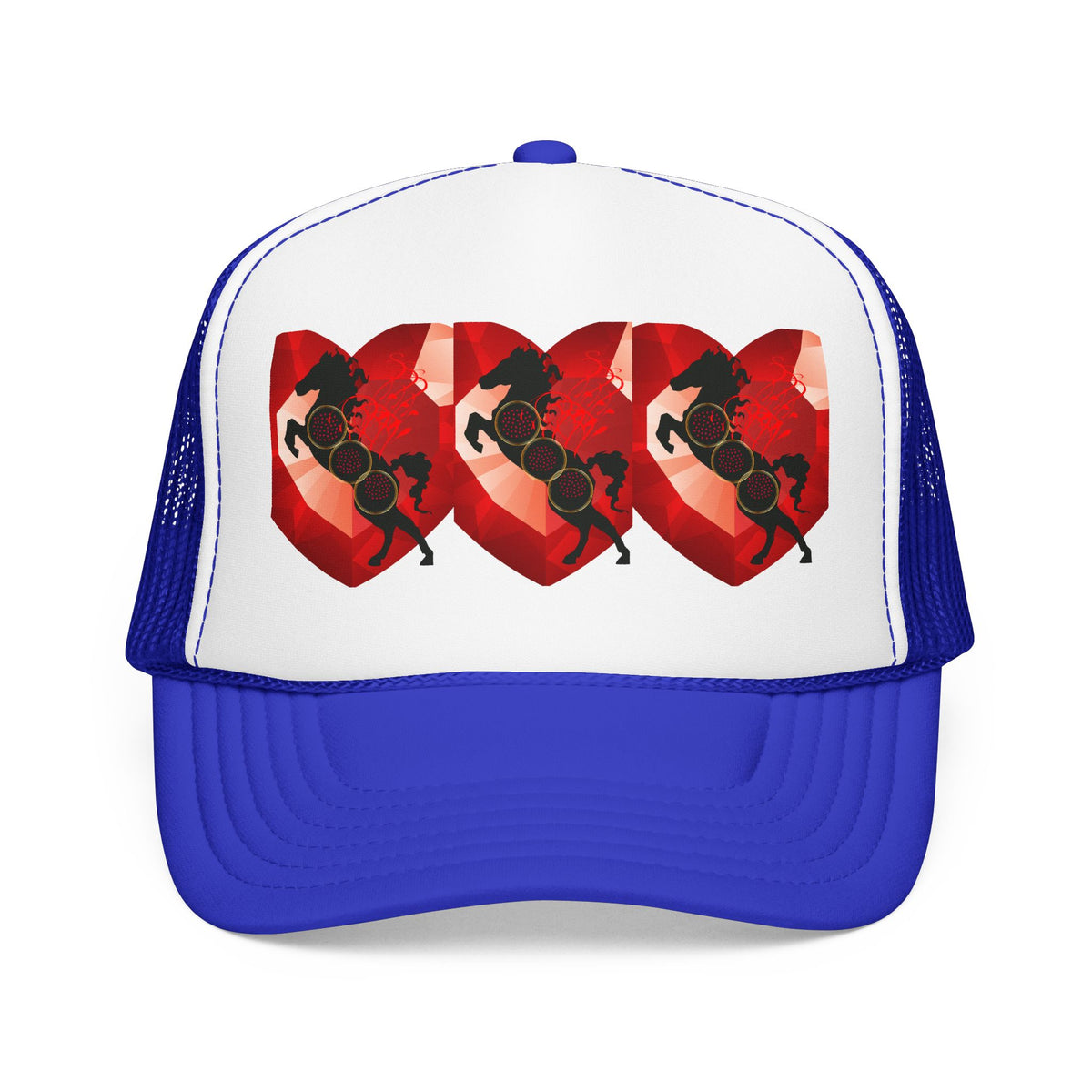 Foam Trucker Hat with Red Saxophone Heart Design