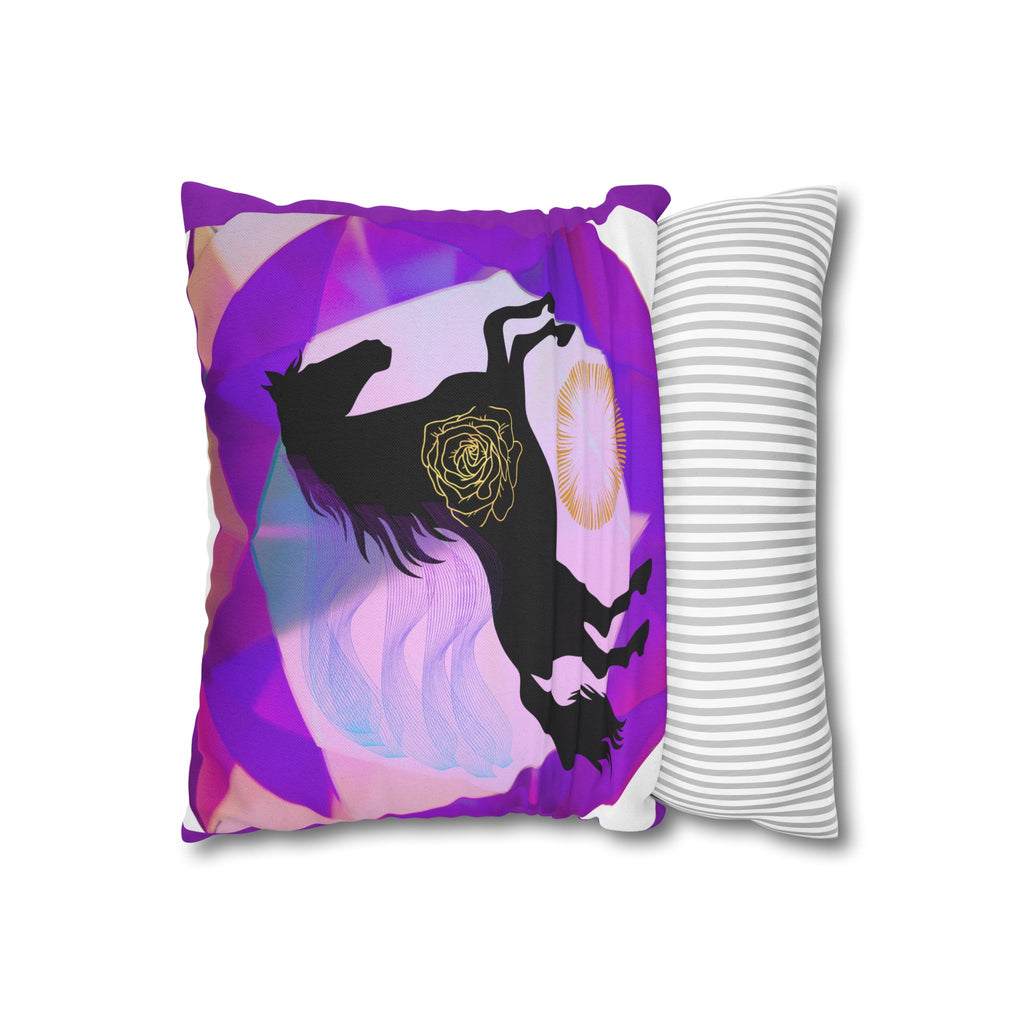 Mystical Black Horse Square Pillowcase