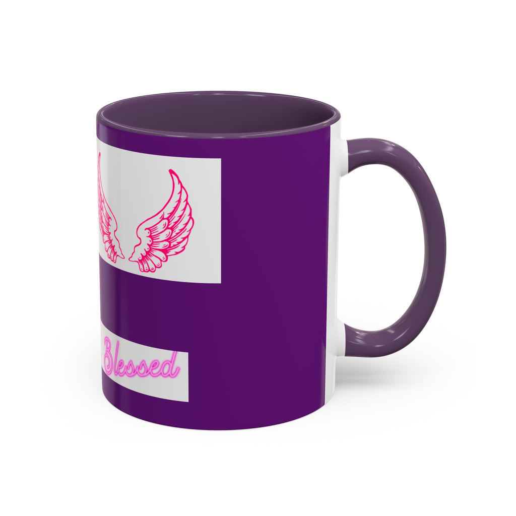 Pink Angel Wings Accent Coffee Mug — Feminine Wing Pattern Ceramic Mug (11/15 oz)