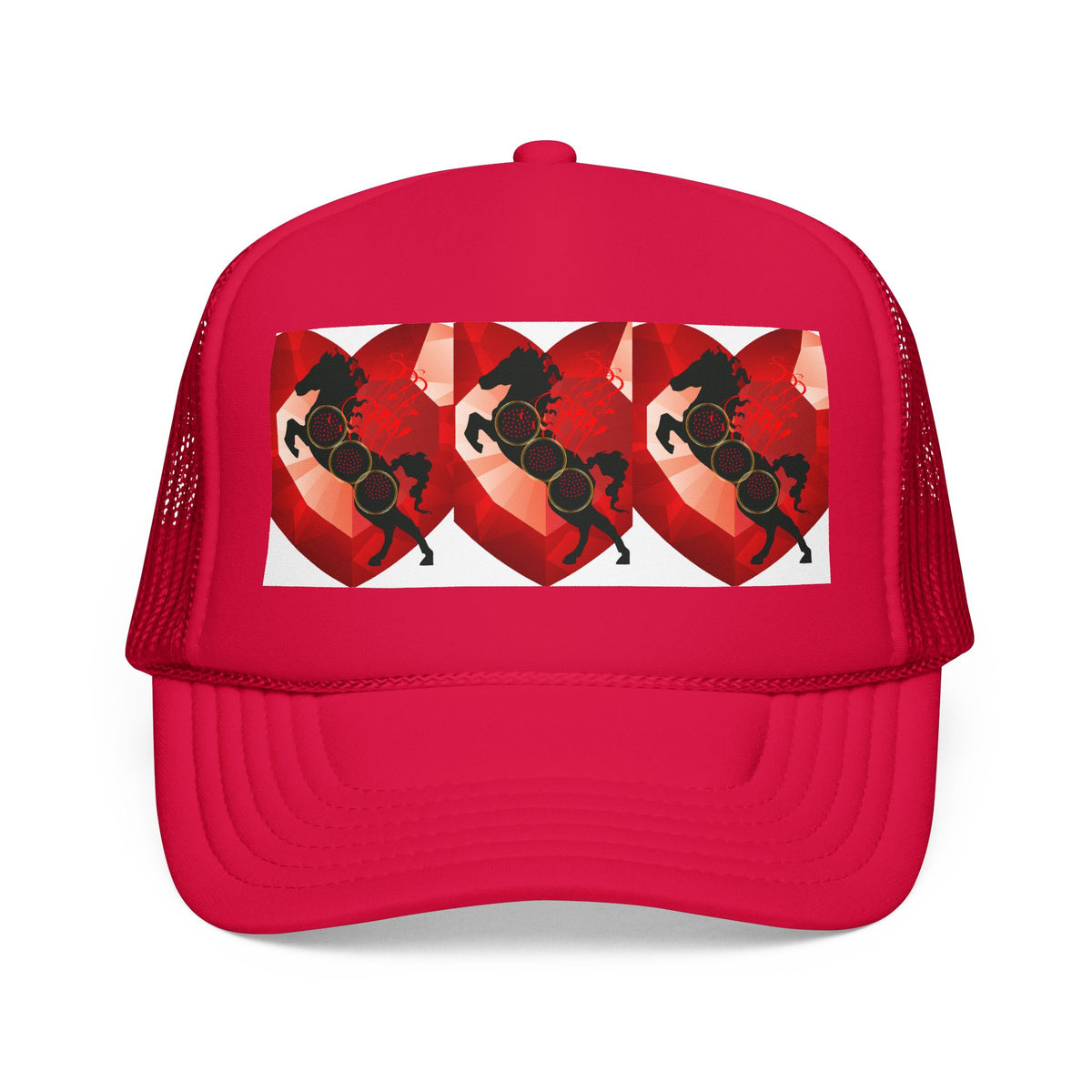 Foam Trucker Hat with Red Saxophone Heart Design