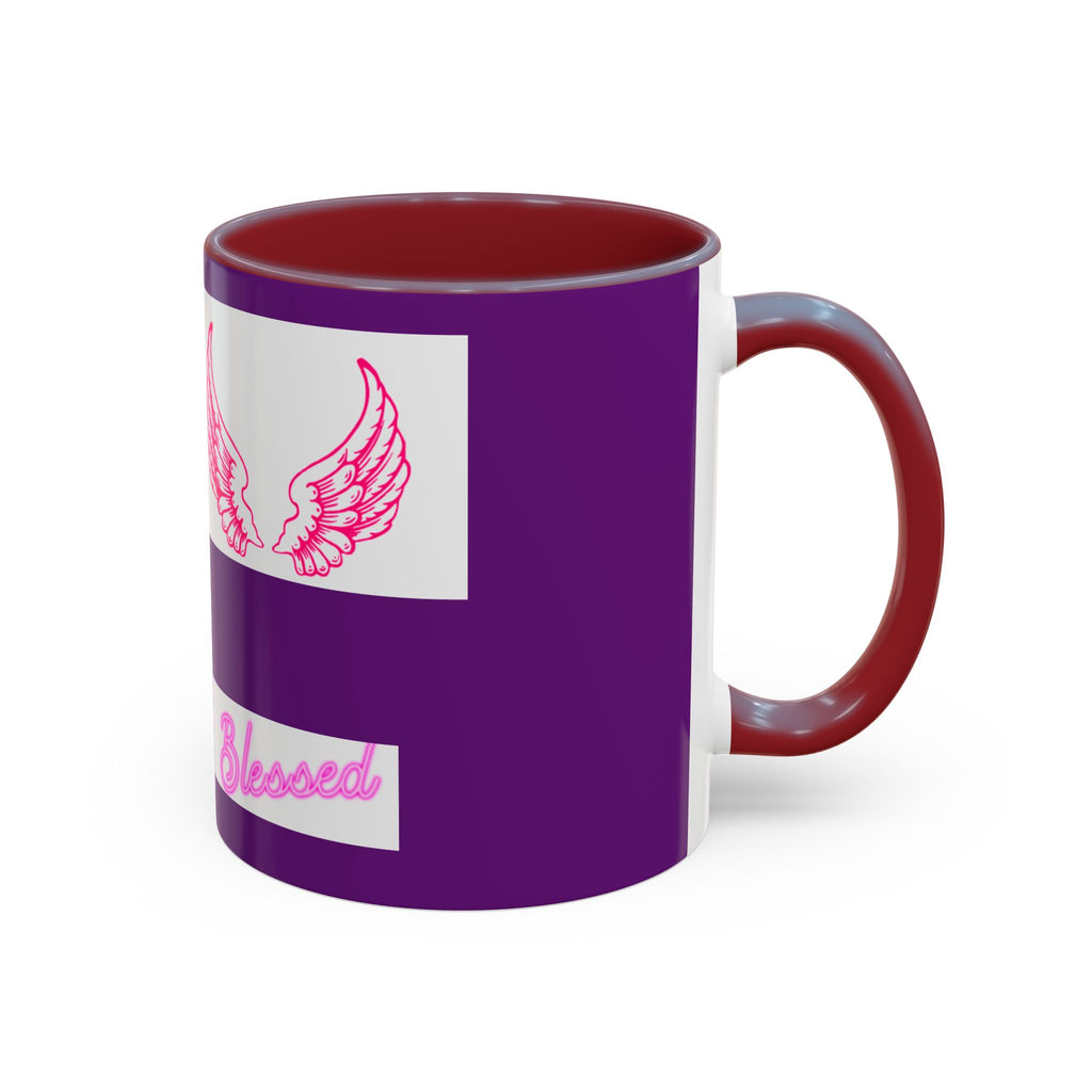Pink Angel Wings Accent Coffee Mug — Feminine Wing Pattern Ceramic Mug (11/15 oz)