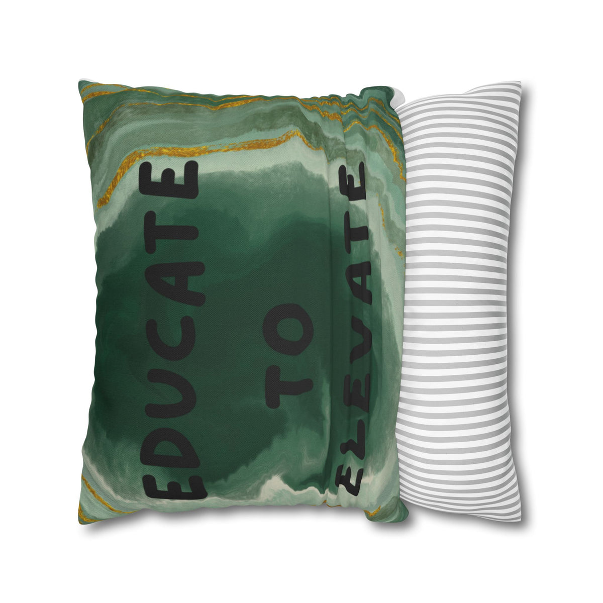 Educate to Elevate Green Geode Square Pillowcase