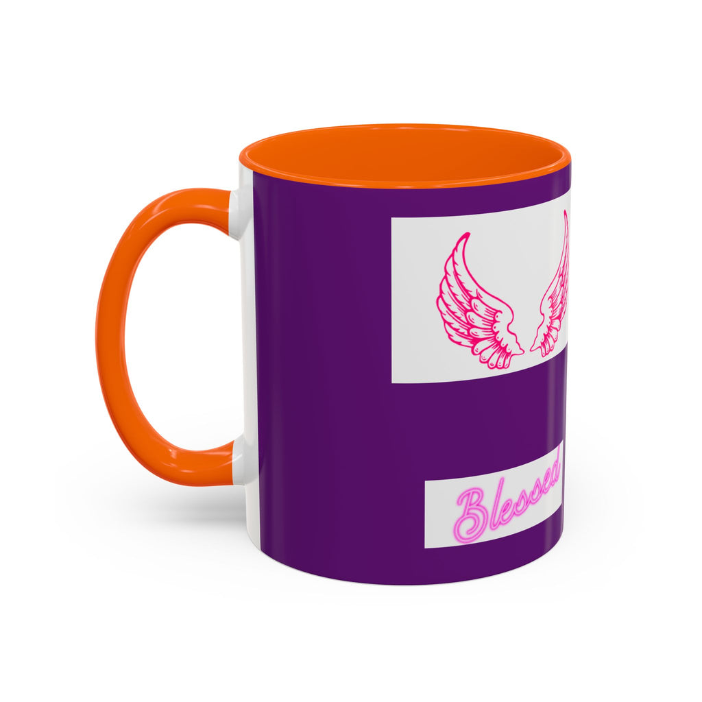 Pink Angel Wings Accent Coffee Mug — Feminine Wing Pattern Ceramic Mug (11/15 oz)