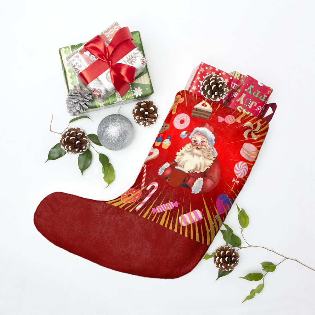 Santa Candy Cane Christmas Stocking