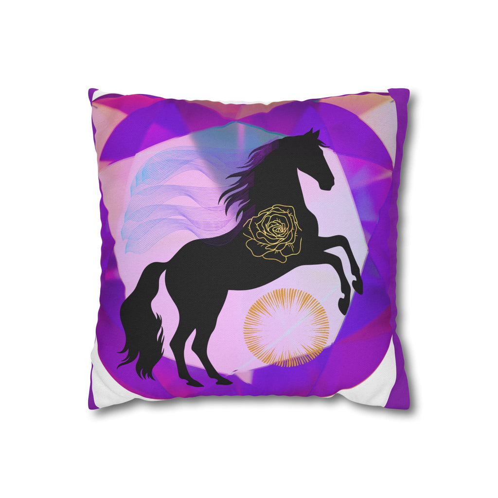 Mystical Black Horse Square Pillowcase
