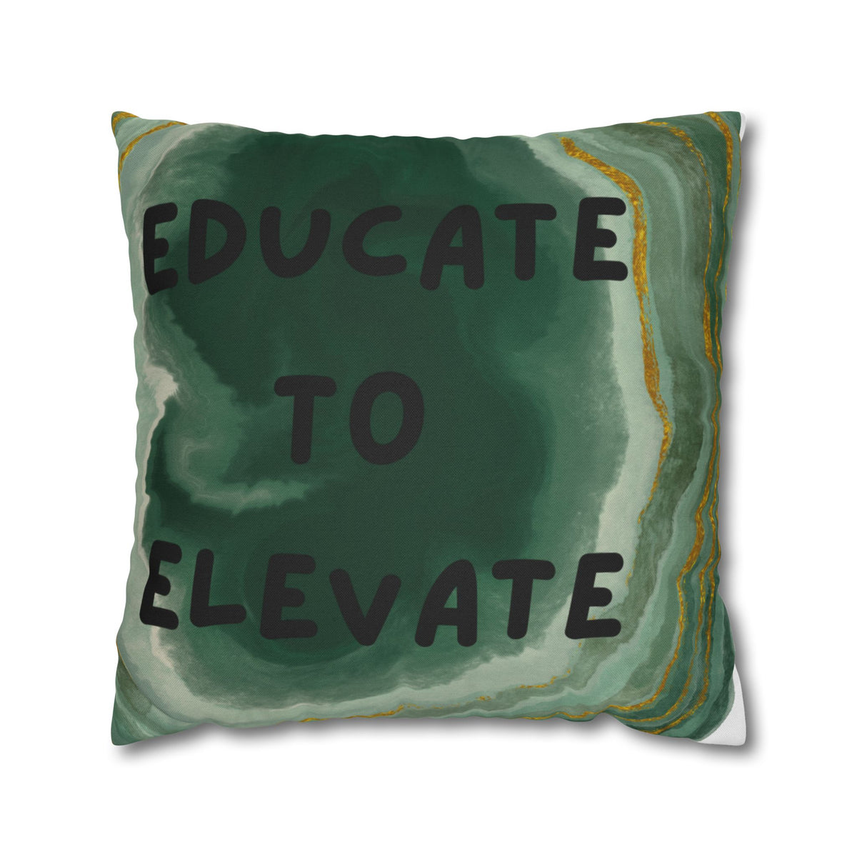Educate to Elevate Green Geode Square Pillowcase