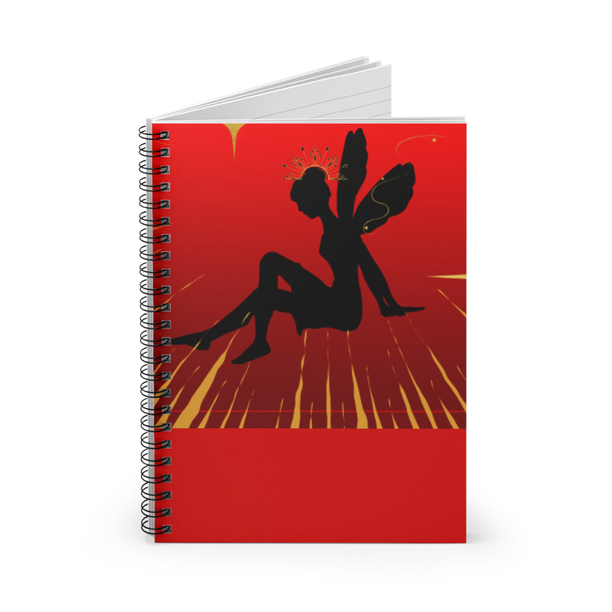 Red Fairy Silhouette Spiral Notebook