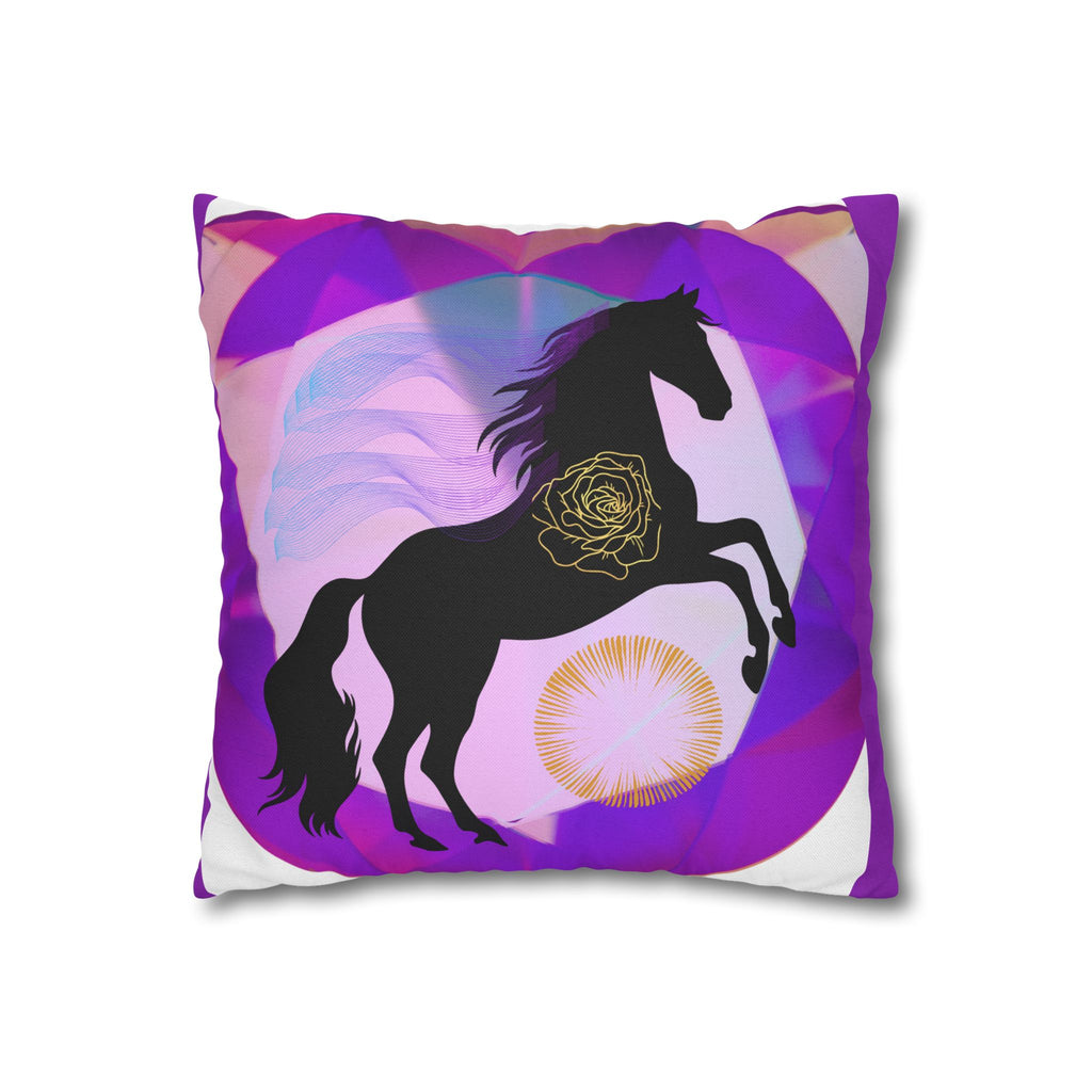 Mystical Black Horse Square Pillowcase