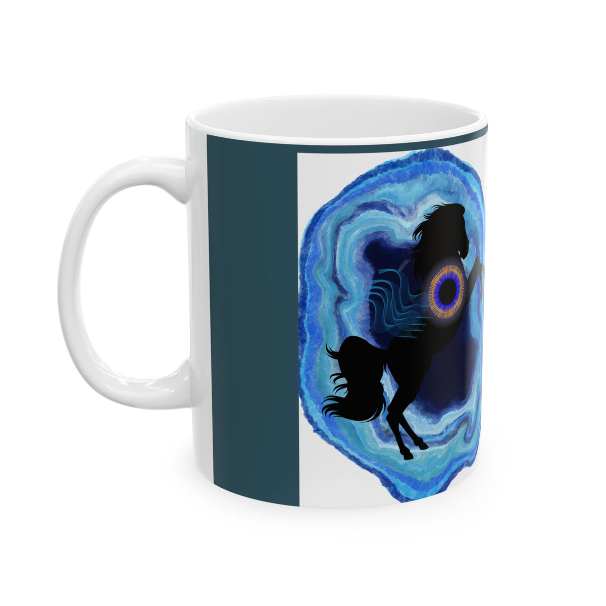 Mystical Black Cat and Blue Agate Ceramic Mug