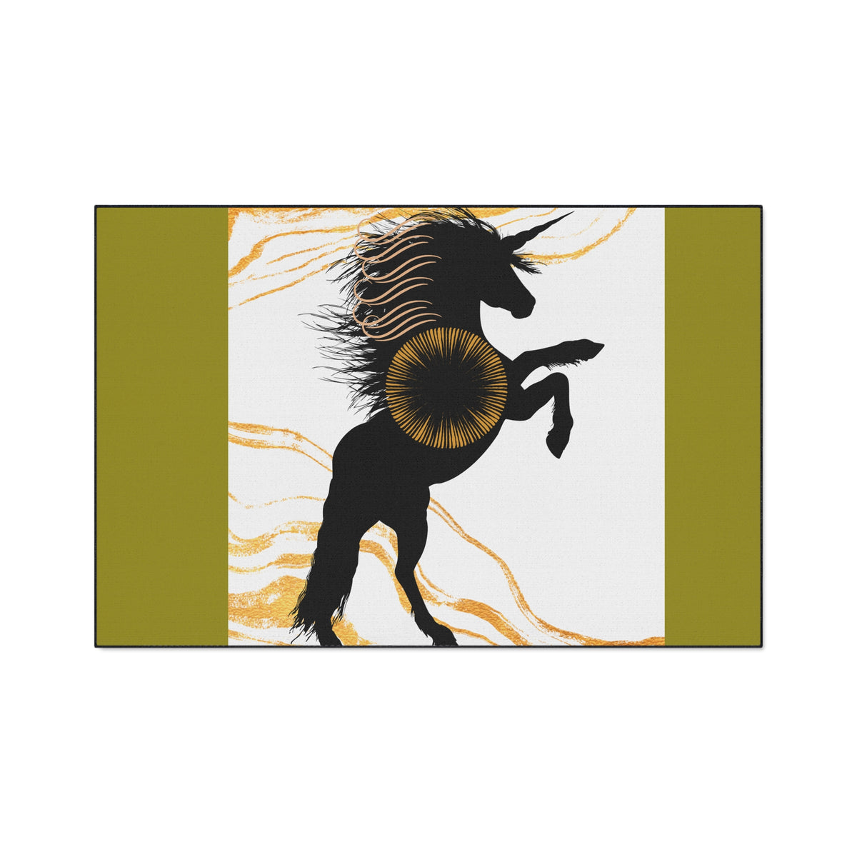 Rearing Black Horse Floor Mat – Equestrian Home Decor